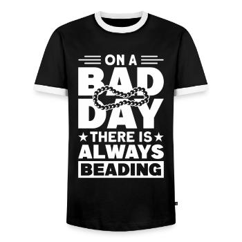 Pearl Bead Embroidery Jeweler Jewelry Maker - Men's Ringer Shirt - black/white - Front - AI Model Female 172 light (172cm) & AI Model Male 178 light (178cm)