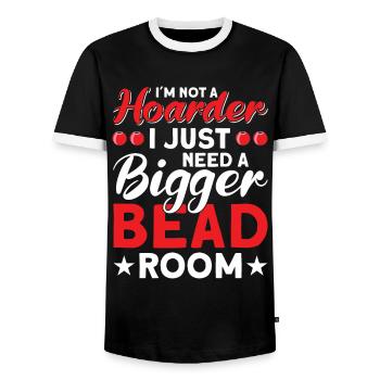 Pearl Bead Embroidery Jeweler Jewelry Maker - Men's Ringer Shirt - black/white - Front - AI Model Female 172 light (172cm) & AI Model Male 178 light (178cm)