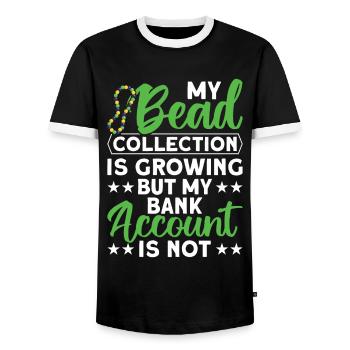 Pearl Bead Embroidery Jeweler Jewelry Maker - Men's Ringer Shirt - black/white - Front - AI Model Female 172 light (172cm) & AI Model Male 178 light (178cm)