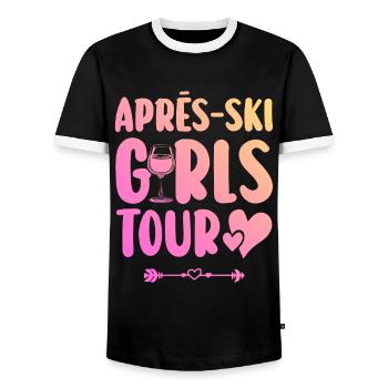 Apres-Ski Party Team - Männer Kontrast-T-Shirt - Schwarz/Weiß - Vorne - AI Model Female 172 light (172cm) & AI Model Male 178 light (178cm)