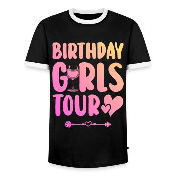 Birthday Party Team - Men's Ringer Shirt - black/white - Front - AI Model Female 172 light (172cm) & AI Model Male 178 light (178cm)