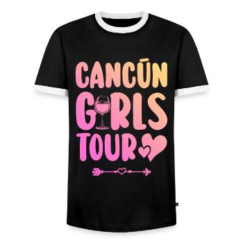 Équipe du parti de Cancun - T-shirt contrasté Homme - noir/blanc - Devant - AI Model Female 172 light (172cm) & AI Model Male 178 light (178cm)