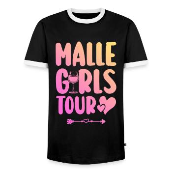 Malle Party Team - Männer Kontrast-T-Shirt - Schwarz/Weiß - Vorne - AI Model Female 172 light (172cm) & AI Model Male 178 light (178cm)