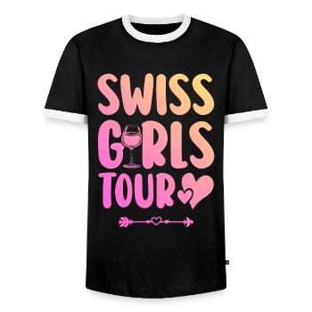 Suisse Fête Équipe Suisse - T-shirt contrasté Homme - noir/blanc - Devant - AI Model Female 172 light (172cm) & AI Model Male 178 light (178cm)
