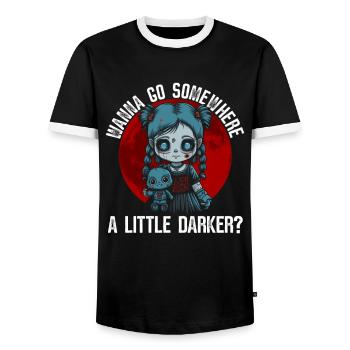 Do you want to go to a darker place? Goth - Men's Ringer Shirt - black/white - Front - AI Model Female 172 light (172cm) & AI Model Male 178 light (178cm)