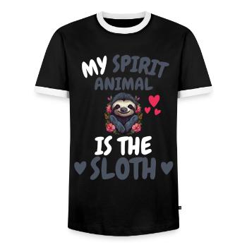 Mon don animal spirituel Drôle de paresseux - T-shirt contrasté Homme - noir/blanc - Devant - AI Model Female 172 light (172cm) & AI Model Male 178 light (178cm)