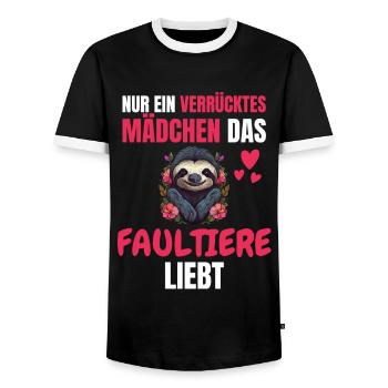 Faultier Liebhaber Mädchen Tier Geschenk Faultier - Männer Kontrast-T-Shirt - Schwarz/Weiß - Vorne - AI Model Female 172 light (172cm) & AI Model Male 178 light (178cm)
