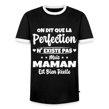 Maman est la perfection - Cadeau fête des mères - T-shirt contrasté Homme - noir/blanc - Devant - AI Model Female 172 light (172cm) & AI Model Male 178 light (178cm)