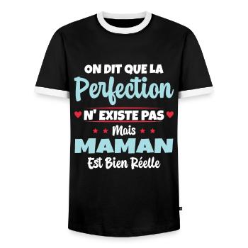 Maman est la perfection - Cadeau fête des mères - T-shirt contrasté Homme - noir/blanc - Devant - AI Model Female 172 light (172cm) & AI Model Male 178 light (178cm)