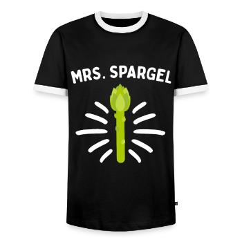 Mrs. Spargel Spargelflüsterin Vegan Gemüse - Männer Kontrast-T-Shirt - Schwarz/Weiß - Vorne - AI Model Female 172 light (172cm) & AI Model Male 178 light (178cm)