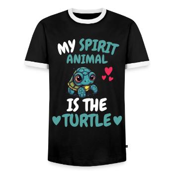 Mon don animal spirituel Ocean Turtle - T-shirt contrasté Homme - noir/blanc - Devant - AI Model Female 172 light (172cm) & AI Model Male 178 light (178cm)