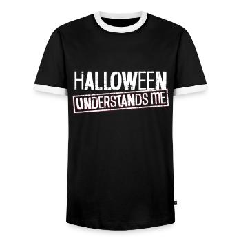 Halloween me comprend - Goth Halloween - T-shirt contrasté Homme - noir/blanc - Devant - AI Model Female 172 light (172cm) & AI Model Male 178 light (178cm)