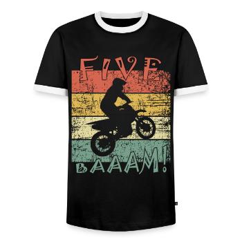 Kinder 5. Geburtstag Motocross Motorcross 5 Jahre - Männer Kontrast-T-Shirt - Schwarz/Weiß - Vorne - AI Model Female 172 light (172cm) & AI Model Male 178 light (178cm)