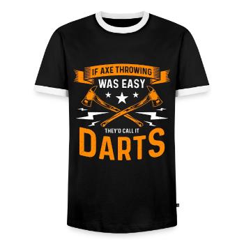 If Axe Throwing Was Easy Bullseye Axe Thrower - Männer Kontrast-T-Shirt - Schwarz/Weiß - Vorne - AI Model Female 172 light (172cm) & AI Model Male 178 light (178cm)