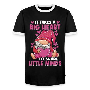 Cute Teacher Heart - Men's Ringer Shirt - black/white - Front - AI Model Female 172 light (172cm) & AI Model Male 178 light (178cm)