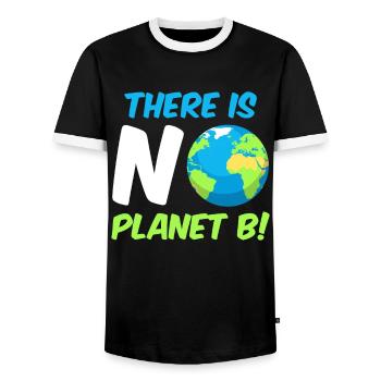 There is no Planet B Environmental Protection Mission Earth - Men's Ringer Shirt - black/white - Front - AI Model Female 172 light (172cm) & AI Model Male 178 light (178cm)