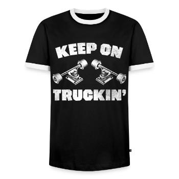 Keep On Trucking Funny Skateboarder - T-shirt contrasté Homme - noir/blanc - Devant - AI Model Female 172 light (172cm) & AI Model Male 178 light (178cm)