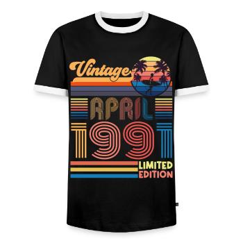 birthday April 1991 April. April 1991 Gift. - Men's Ringer Shirt - black/white - Front - AI Model Female 172 light (172cm) & AI Model Male 178 light (178cm)