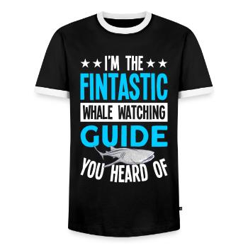 Whale Watching Whale Watching Orca Blue Whale - Men's Ringer Shirt - black/white - Front - AI Model Female 172 light (172cm) & AI Model Male 178 light (178cm)