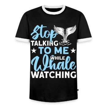 Whale Watching Whale Watching Orca Blue Whale - Men's Ringer Shirt - black/white - Front - AI Model Female 172 light (172cm) & AI Model Male 178 light (178cm)