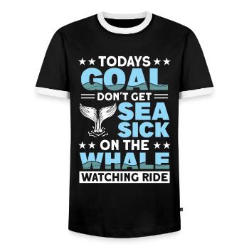 Whale Watching Whale Watching Orca Blue Whale - Men's Ringer Shirt - black/white - Front - AI Model Female 172 light (172cm) & AI Model Male 178 light (178cm)