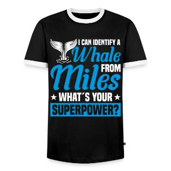 Whale Watching Whale Watching Orca Blue Whale - Men's Ringer Shirt - black/white - Front - AI Model Female 172 light (172cm) & AI Model Male 178 light (178cm)