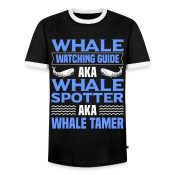 Whale Watching Whale Watching Whales Orca Blue Whale - Men's Ringer Shirt - black/white - Front - AI Model Female 172 light (172cm) & AI Model Male 178 light (178cm)