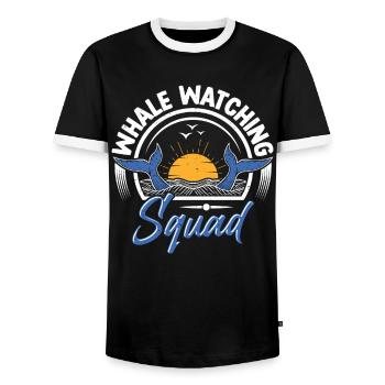 Whale Watching Whale Watching Orca Blue Whale - Men's Ringer Shirt - black/white - Front - AI Model Female 172 light (172cm) & AI Model Male 178 light (178cm)