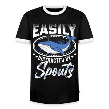 Whale Watching Whale Watching Orca Blue Whale - Men's Ringer Shirt - black/white - Front - AI Model Female 172 light (172cm) & AI Model Male 178 light (178cm)