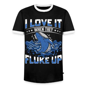 Whale Watching Whale Watching Orca Blue Whale - Men's Ringer Shirt - black/white - Front - AI Model Female 172 light (172cm) & AI Model Male 178 light (178cm)