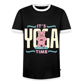 Yoga, Meditation, Chakra, Namaste, Geschenkidee - Männer Kontrast-T-Shirt - Schwarz/Weiß - Vorne - AI Model Female 172 light (172cm) & AI Model Male 178 light (178cm)