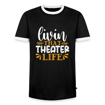 Theatre Quote Funny Actor Musical Theatre - Men's Ringer Shirt - black/white - Front - AI Model Female 172 light (172cm) & AI Model Male 178 light (178cm)