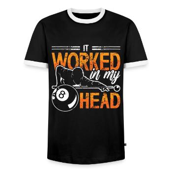 Cue Sports ça a marché dans ma tête Joueur de billard - T-shirt contrasté Homme - noir/blanc - Devant - AI Model Female 172 light (172cm) & AI Model Male 178 light (178cm)