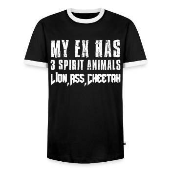 Divorce Party Ex Women Divorce Women - Men's Ringer Shirt - black/white - Front - AI Model Female 172 light (172cm) & AI Model Male 178 light (178cm)