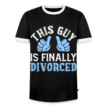 Divorce party cool ex husband finally divorced - Men's Ringer Shirt - black/white - Front - AI Model Female 172 light (172cm) & AI Model Male 178 light (178cm)