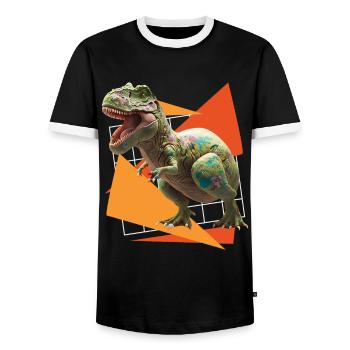 Eggspert Ostereier Suche Dinsosaurier Osterhasen - Männer Kontrast-T-Shirt - Schwarz/Weiß - Vorne - AI Model Female 172 light (172cm) & AI Model Male 178 light (178cm)