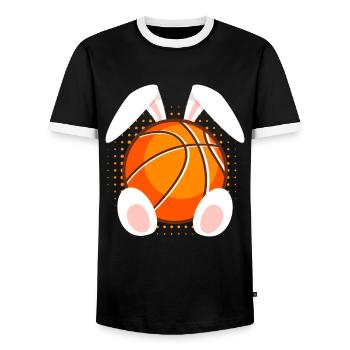 Basketball fans Osterhasen Frohe Ostern - Männer Kontrast-T-Shirt - Schwarz/Weiß - Vorne - AI Model Female 172 light (172cm) & AI Model Male 178 light (178cm)