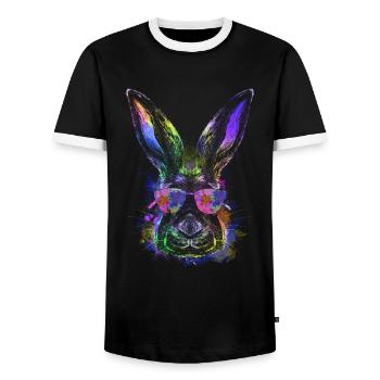 Cool Easter Bunny Happy Easter Bunny - Men's Ringer Shirt - black/white - Front - AI Model Female 172 light (172cm) & AI Model Male 178 light (178cm)
