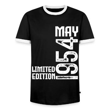 Geschenk Mai 1954. Jahrestag Mai 1954. Mai 1954. - Männer Kontrast-T-Shirt - Schwarz/Weiß - Vorne - AI Model Female 172 light (172cm) & AI Model Male 178 light (178cm)