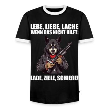 Lebe Liebe Lache Wenn das nicht hilft lade ziele - Männer Kontrast-T-Shirt - Schwarz/Weiß - Vorne - AI Model Female 172 light (172cm) & AI Model Male 178 light (178cm)