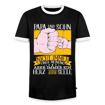 Papa und Sohn - Männer Kontrast-T-Shirt - Schwarz/Weiß - Vorne - AI Model Female 172 light (172cm) & AI Model Male 178 light (178cm)