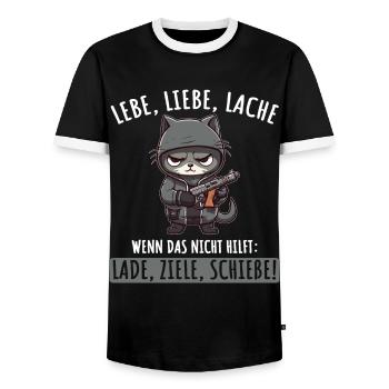 Lebe Liebe Lache Wenn das nicht hilft lade ziele - Männer Kontrast-T-Shirt - Schwarz/Weiß - Vorne - AI Model Female 172 light (172cm) & AI Model Male 178 light (178cm)