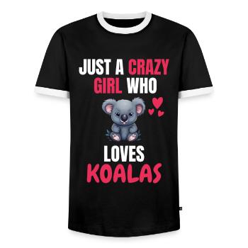 Crazy Girl Australie Animal Gift Koala - T-shirt contrasté Homme - noir/blanc - Devant - AI Model Female 172 light (172cm) & AI Model Male 178 light (178cm)