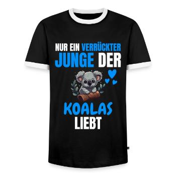 Australien Tier Lustiges Jungen Geschenk Koala - Männer Kontrast-T-Shirt - Schwarz/Weiß - Vorne - AI Model Female 172 light (172cm) & AI Model Male 178 light (178cm)