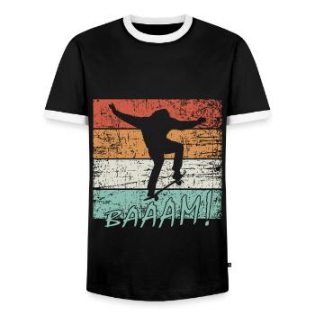 Skateboarders - Men's Ringer Shirt - black/white - Front - AI Model Female 172 light (172cm) & AI Model Male 178 light (178cm)