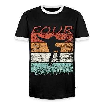 4ème anniversaire Skater Skateboard Cool - T-shirt contrasté Homme - noir/blanc - Devant - AI Model Female 172 light (172cm) & AI Model Male 178 light (178cm)
