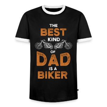 Biker Dad Funny Motorbike Dad Daddy - Men's Ringer Shirt - black/white - Front - AI Model Female 172 light (172cm) & AI Model Male 178 light (178cm)