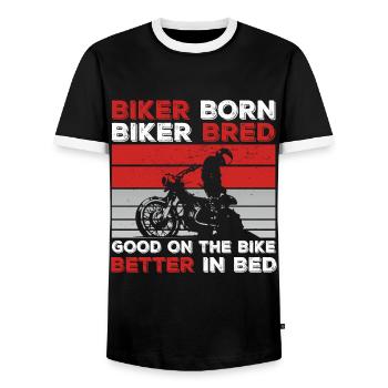 Motorrad Biker Ehemann Papa - Männer Kontrast-T-Shirt - Schwarz/Weiß - Vorne - AI Model Female 172 light (172cm) & AI Model Male 178 light (178cm)