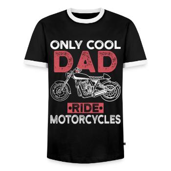 Biker Dad Motorcycle Hobby Gift - Men's Ringer Shirt - black/white - Front - AI Model Female 172 light (172cm) & AI Model Male 178 light (178cm)