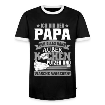 Ich Bin Der Papa Der Alles Kann - Männer Kontrast-T-Shirt - Schwarz/Weiß - Vorne - AI Model Female 172 light (172cm) & AI Model Male 178 light (178cm)